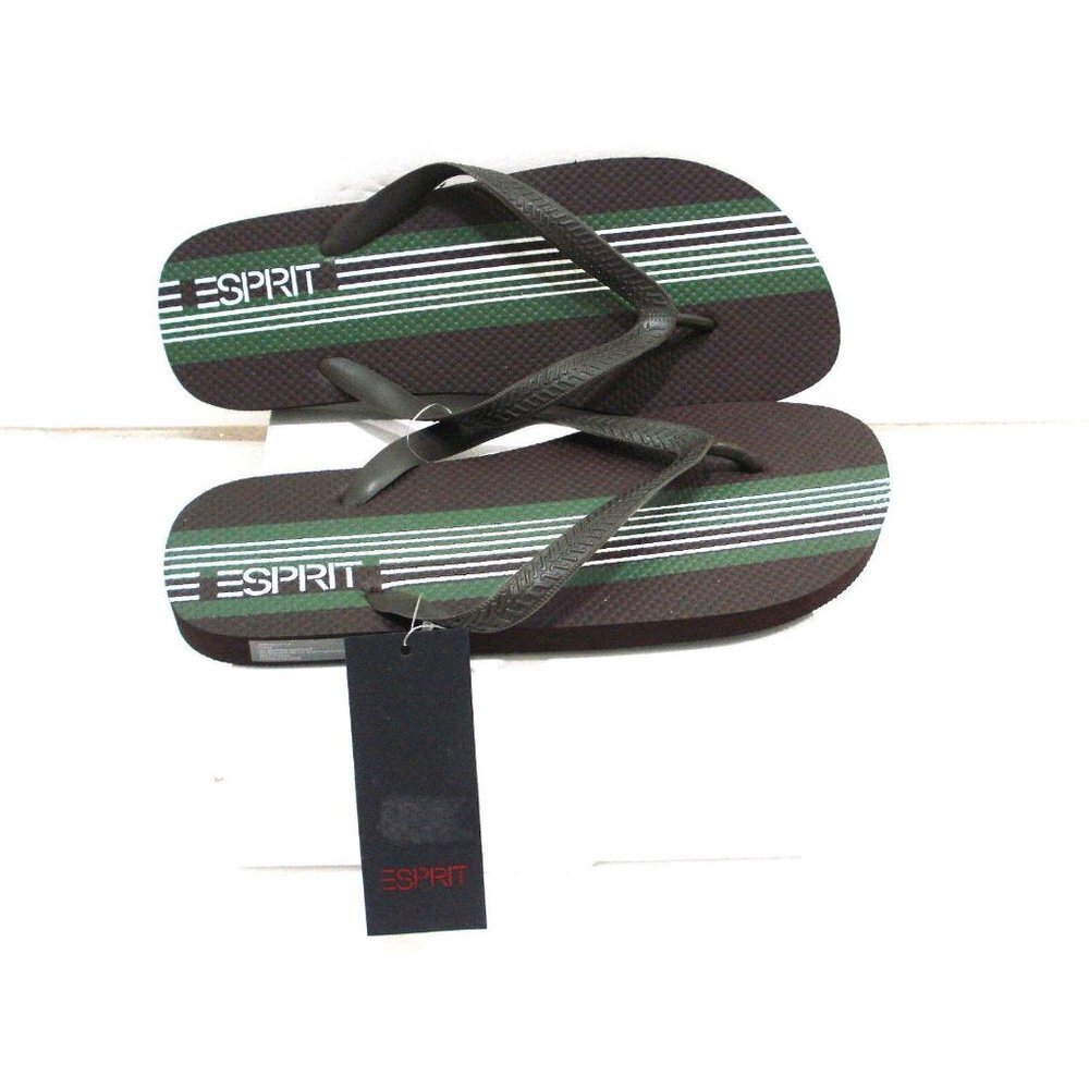 ESPRIT FINN-E Mens Flip Flop Sandals Dark Brown/Green Size 11 New